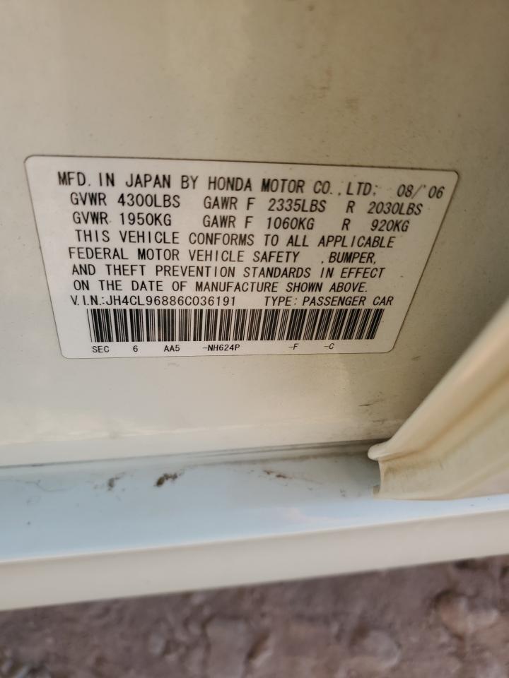 2006 Acura Tsx VIN: JH4CL96886C036191 Lot: 41459365