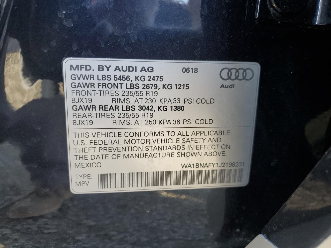 VIN WA1BNAFY1J2198231 2018 AUDI Q5 no.14