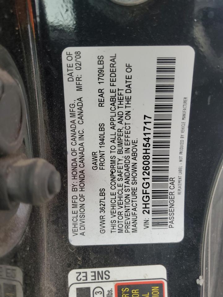 2008 Honda Civic Lx VIN: 2HGFG12608H541717 Lot: 86882764