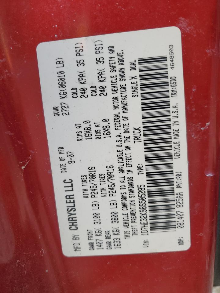 2008 Dodge Dakota Sxt VIN: 1D7HE32K98S505285 Lot: 41872345
