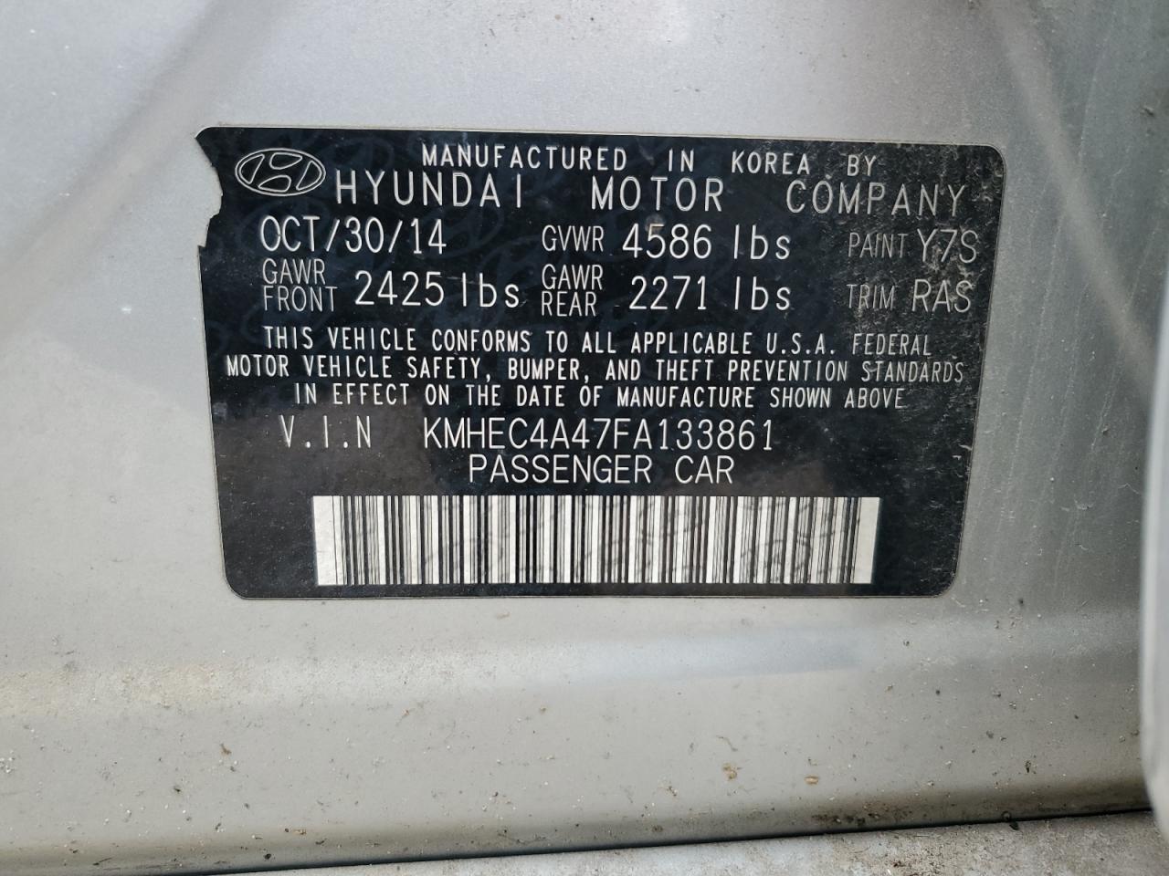 VIN KMHEC4A47FA133861 2015 HYUNDAI SONATA no.13