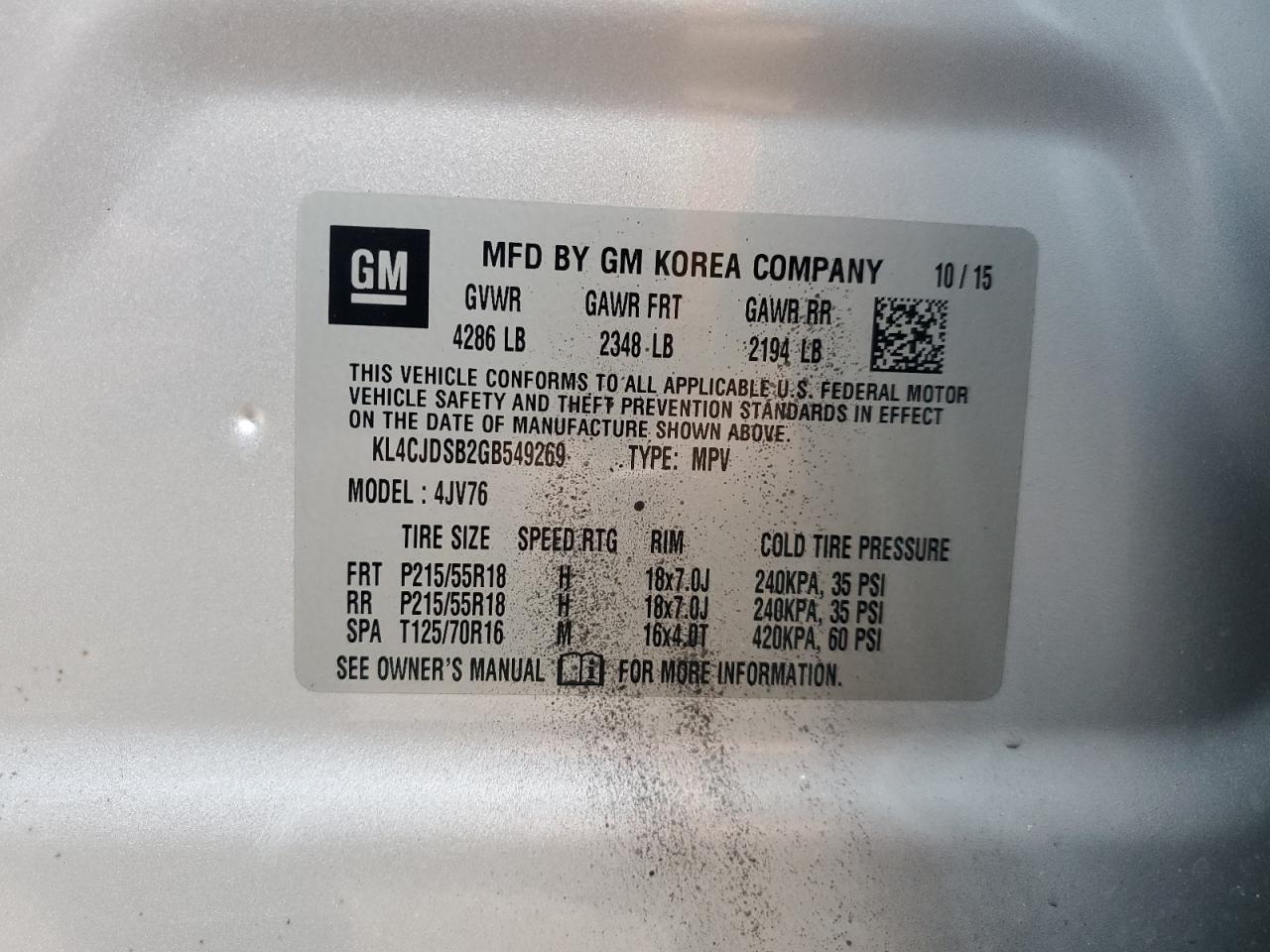 VIN KL4CJDSB2GB549269 2016 BUICK ENCORE no.13