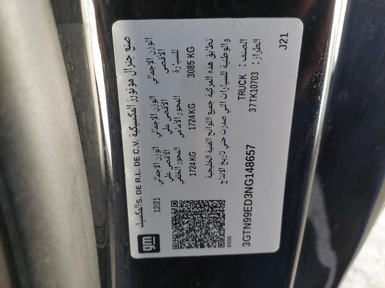 3GTN99ED3NG148657 - 2022 GMC SIERRA - #42900275