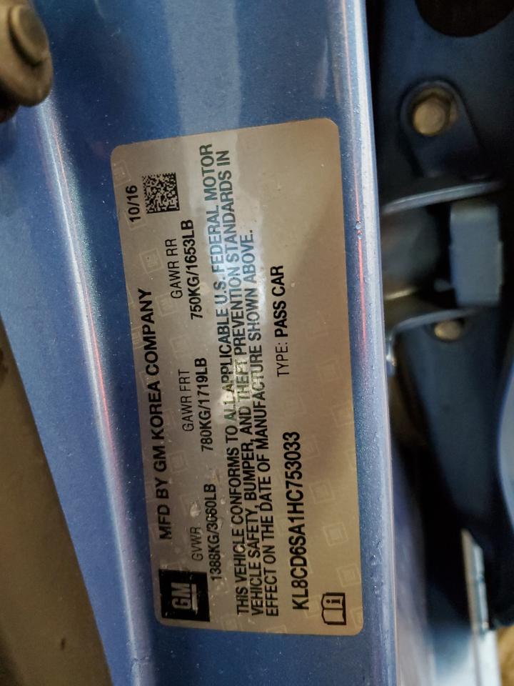 2017 Chevrolet Spark VIN: KL8CD65A1HC753033 Lot: 87205284