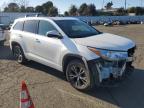 2016 Toyota Highlander Xle продається в Vallejo, CA - Front End