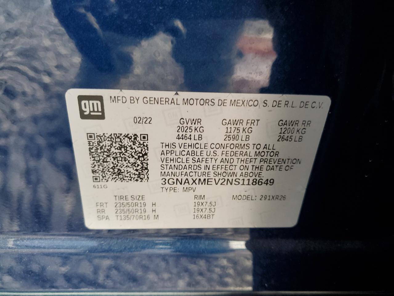 3GNAXMEV2NS118649 2022 CHEVROLET EQUINOX - Image 13