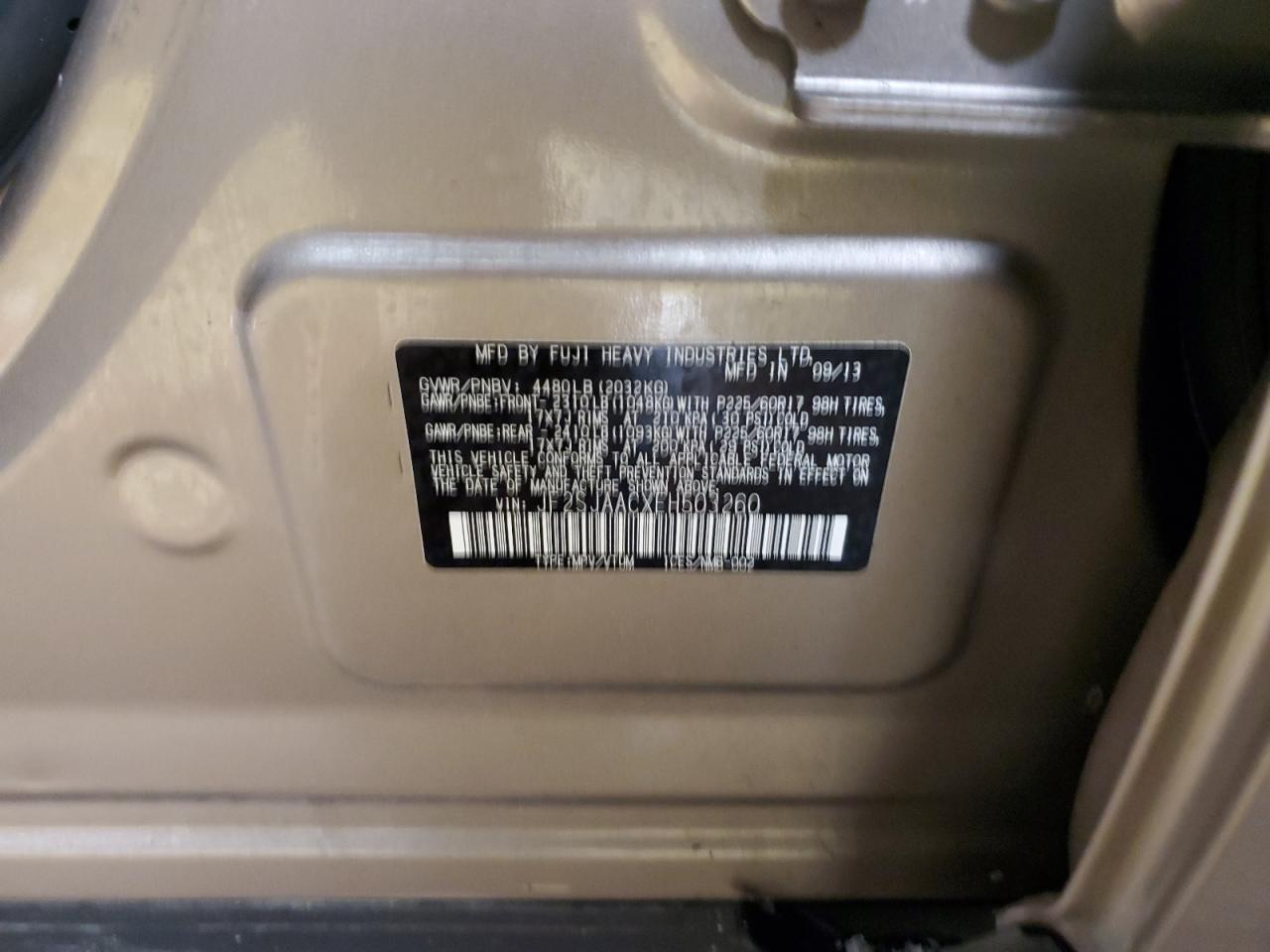 2014 Subaru Forester 2.5I VIN: JF2SJAACXEH503260 Lot: 41691625