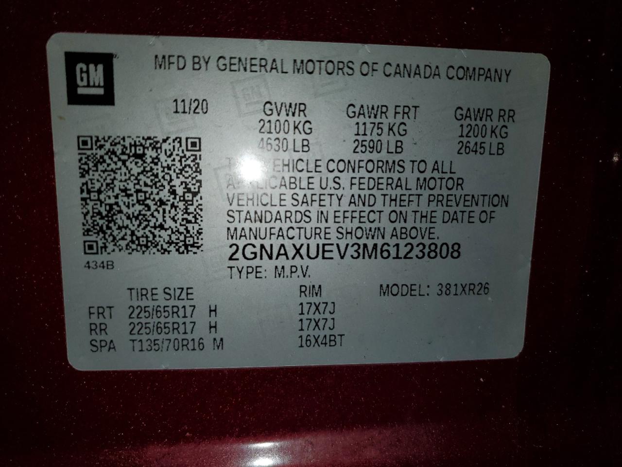 VIN 2GNAXUEV3M6123808 2021 CHEVROLET EQUINOX no.13