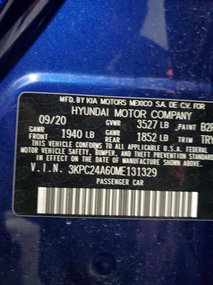 2021 Hyundai Accent Se VIN: 3KPC24A60ME131329 Lot: 55304885