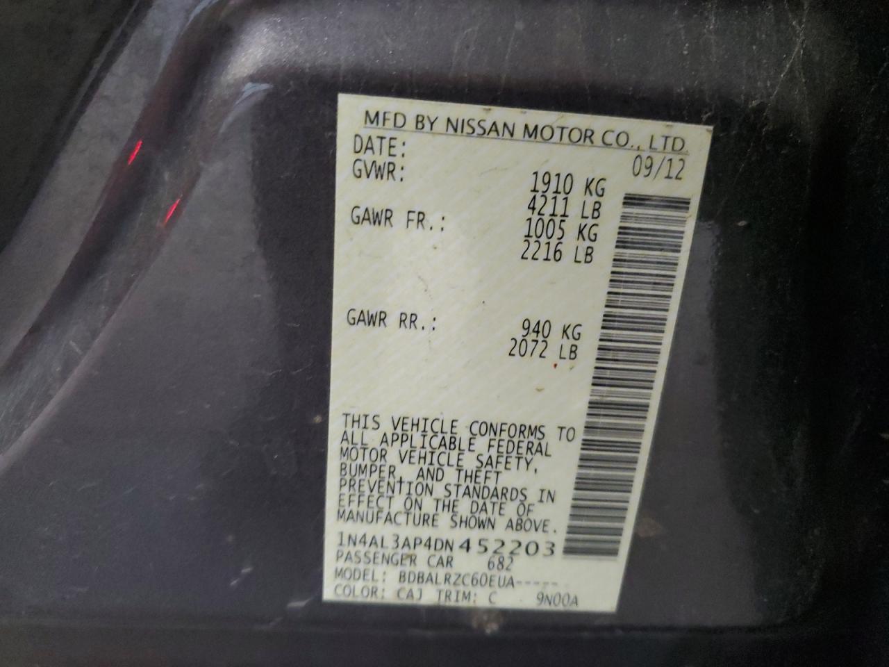 VIN 1N4AL3AP4DN452203 2013 NISSAN ALTIMA no.12