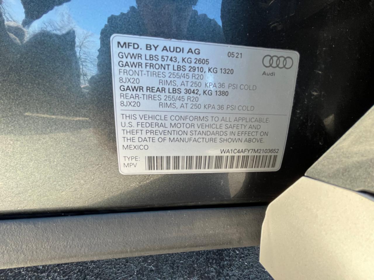 VIN WA1C4AFY7M2103652 2021 AUDI SQ5 no.10