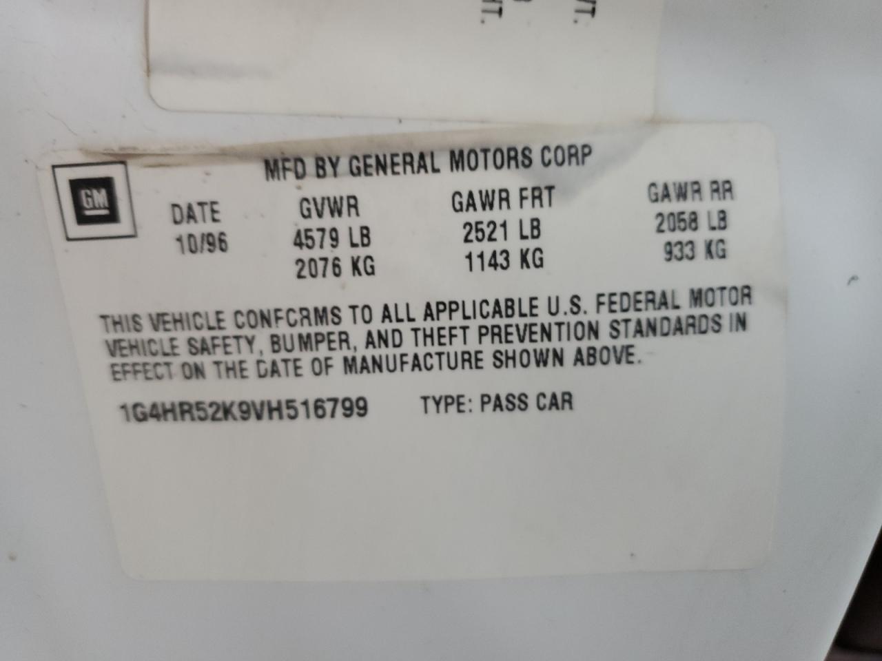 1997 Buick Lesabre Limited VIN: 1G4HR52K9VH516799 Lot: 88179025