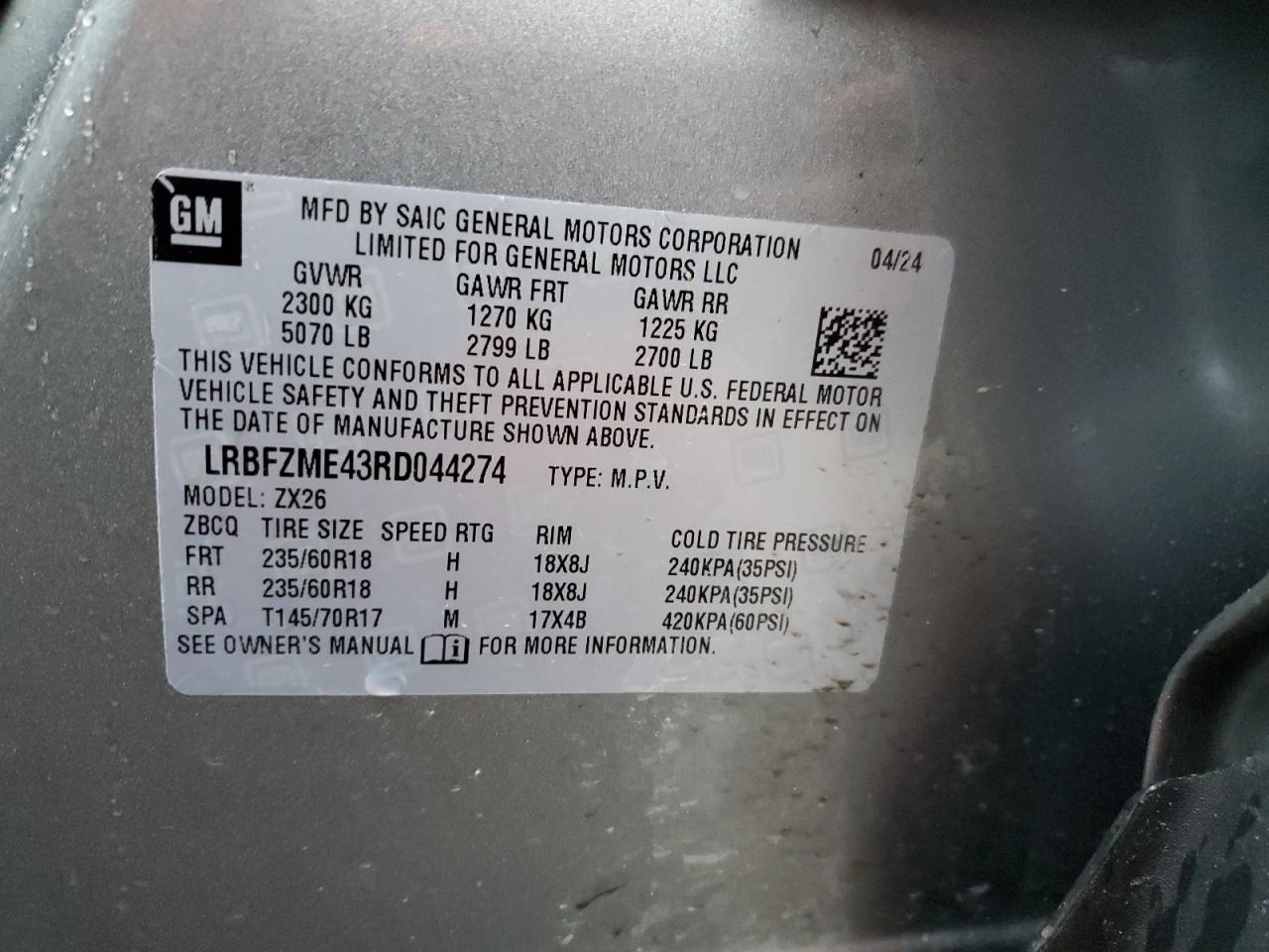 VIN LRBFZME43RD044274 2024 BUICK ENVISION no.14