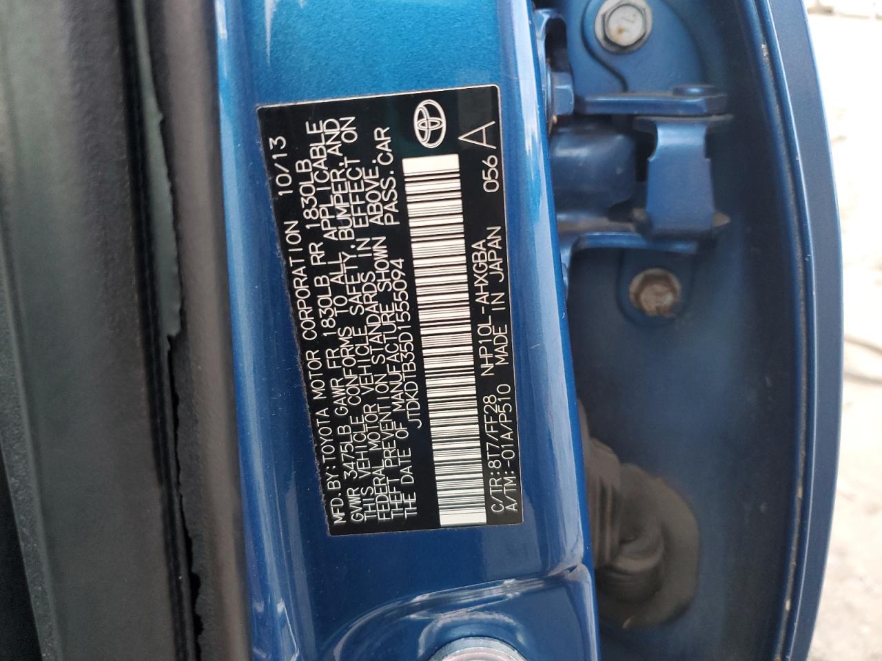 VIN JTDKDTB35D1555094 2013 TOYOTA PRIUS no.12