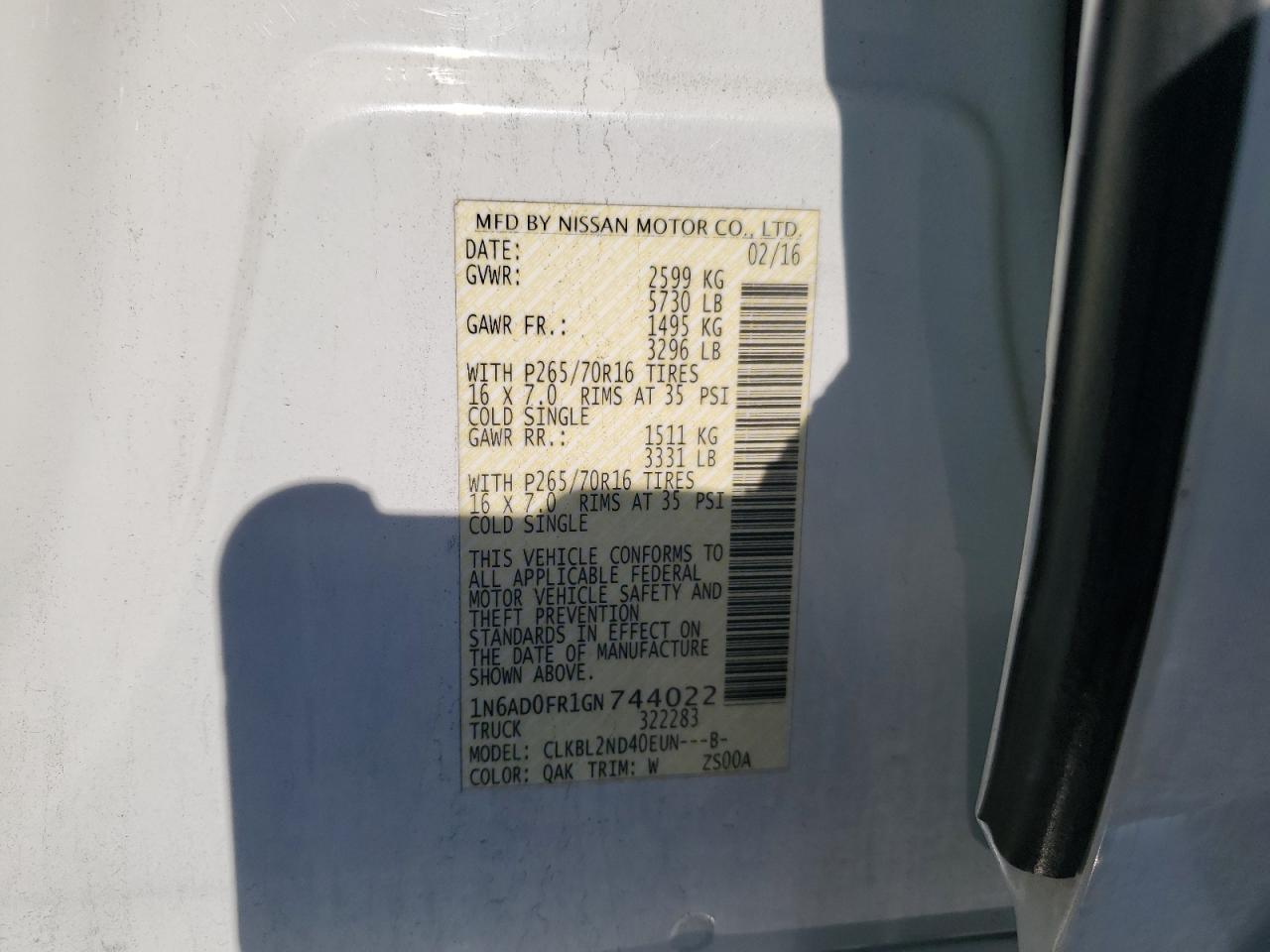 2016 Nissan Navara (Frontier) - Image 14