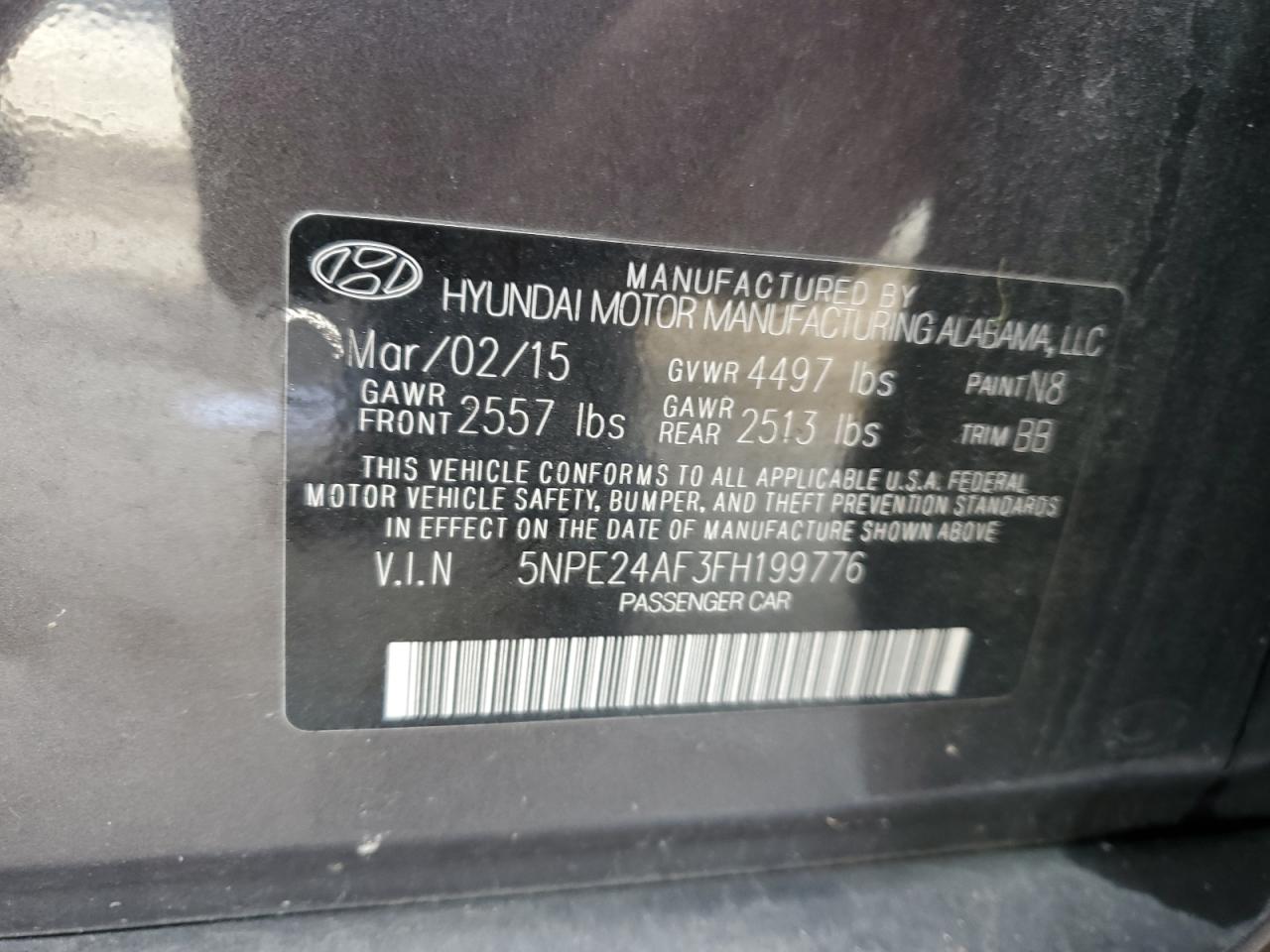 5NPE24AF3FH199776 2015 HYUNDAI SONATA - Image 12