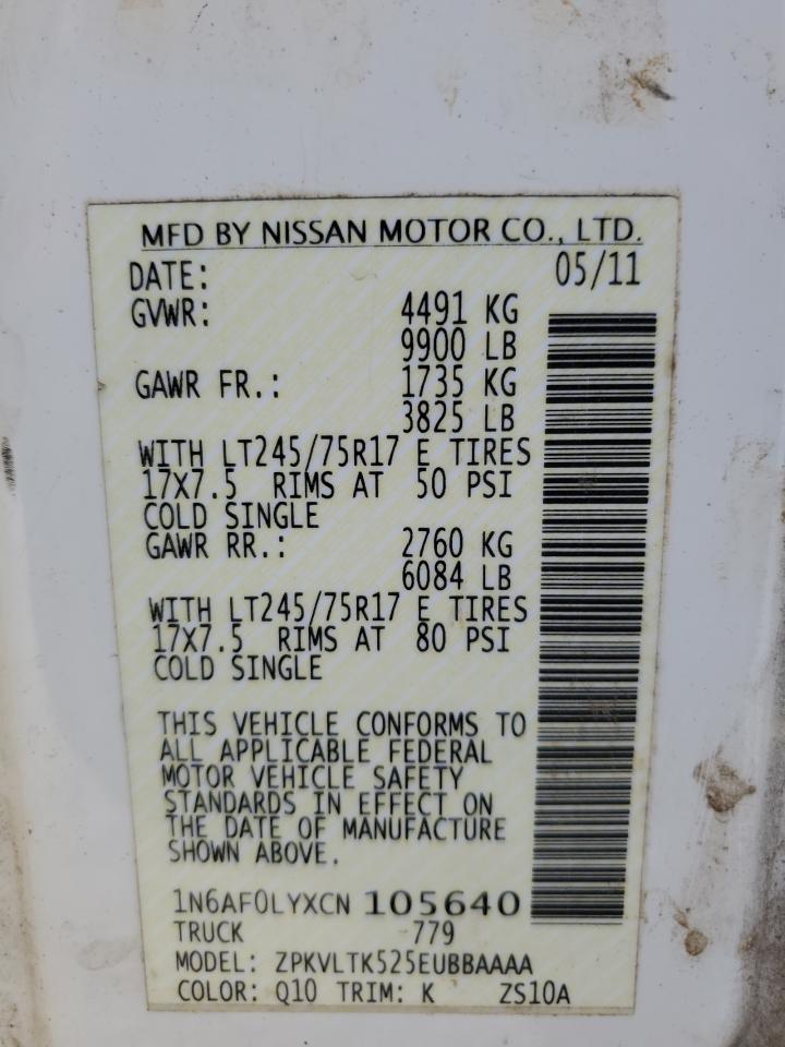 2012 Nissan Nv 2500 VIN: 1N6AF0LYXCN105640 Lot: 84867024