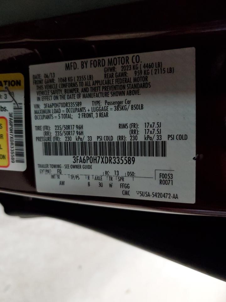 VIN 3FA6P0H7XDR335589 2013 FORD FUSION no.12