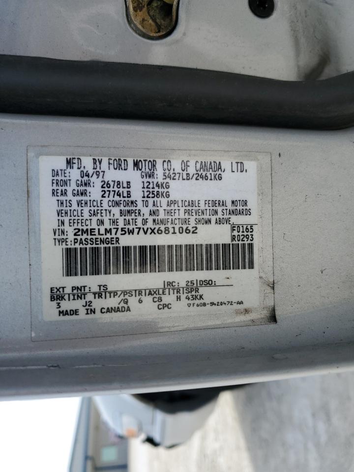 1997 Mercury Grand Marquis Ls VIN: 2MELM75W7VX681062 Lot: 89357485