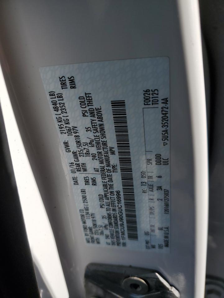 VIN: 1FMCU9J90GUC16996 2016 FORD ESCAPE