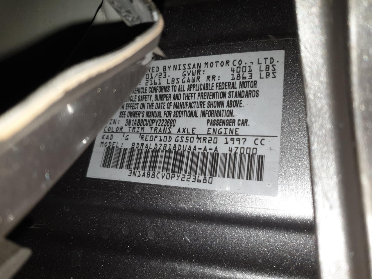 3N1AB8CV0PY223680 NISSAN SENTRA 2023