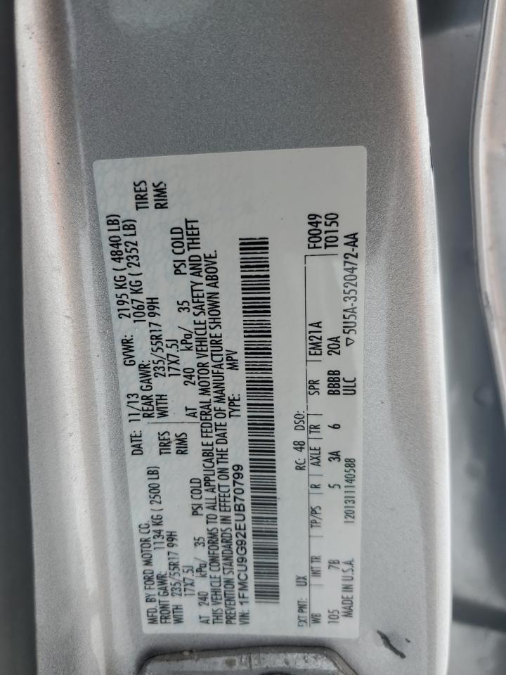 2014 Ford Escape Se VIN: 1FMCU9G92EUB70799 Lot: 42948355
