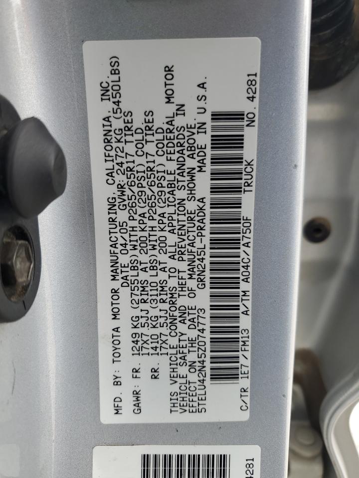 2005 Toyota Tacoma Double Cab VIN: 5TELU42N45Z074773 Lot: 88728855