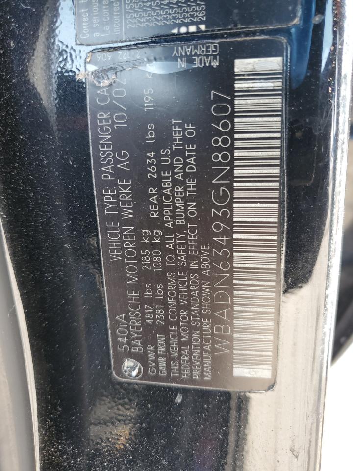 2003 BMW 540 I Automatic VIN: WBADN63493GN88607 Lot: 87657055