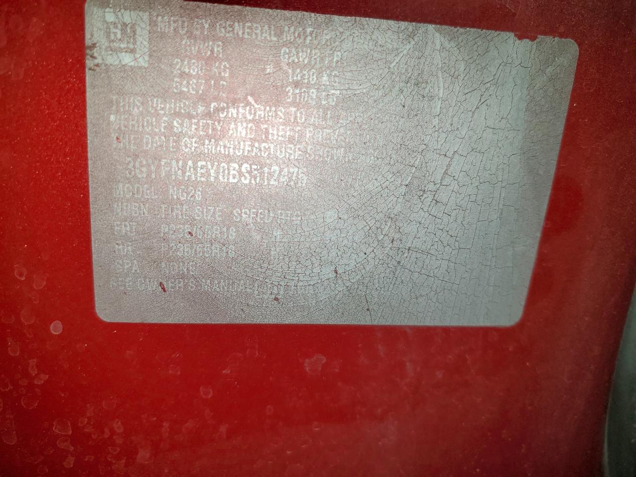 2011 Cadillac Srx Luxury Collection VIN: 512475 Lot: 88606465