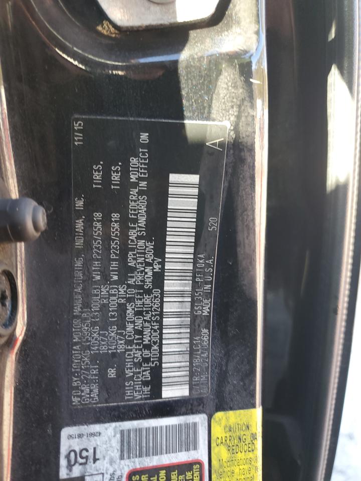 VIN 5TDDK3DC4FS126630 2015 TOYOTA All Models no.13