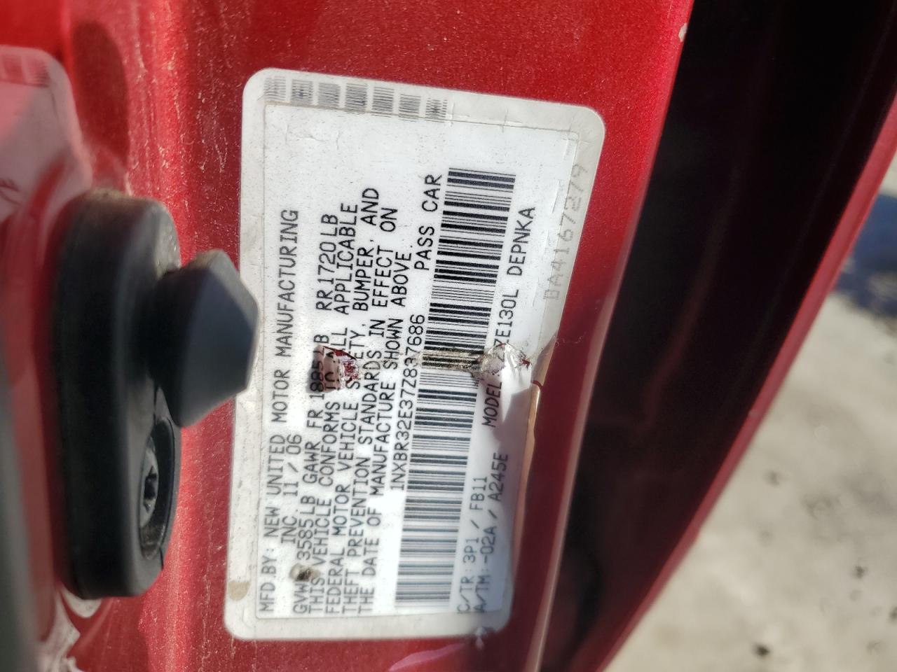 2007 Toyota Corolla Ce VIN: 1NXBR32E37Z837686 Lot: 88468245