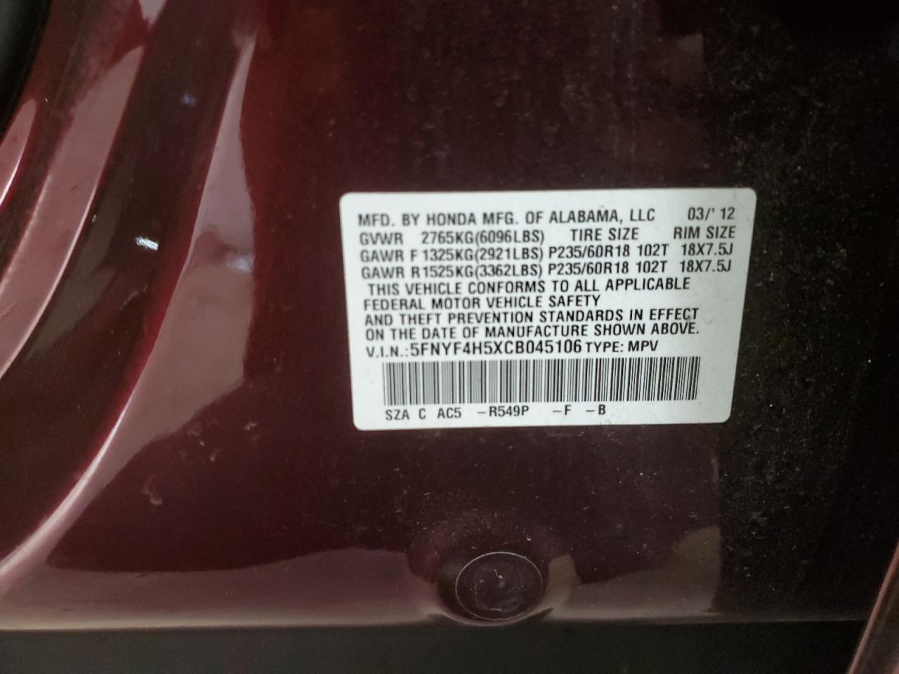 2012 Honda Pilot - Image 13