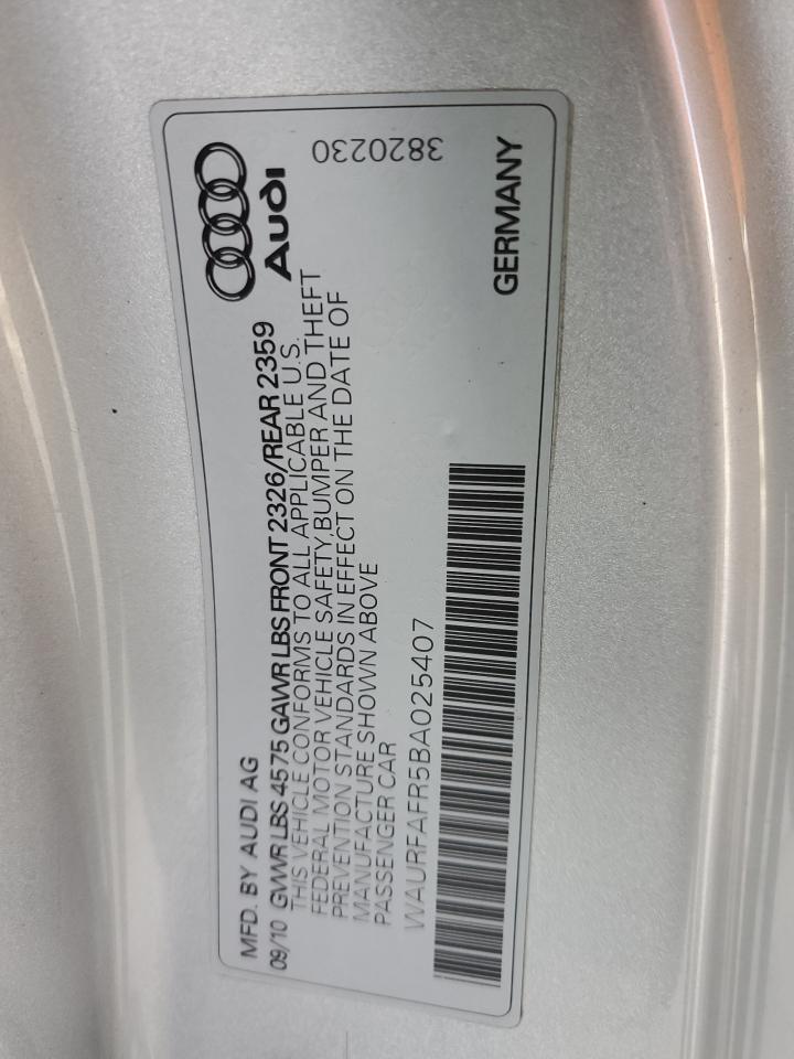 2011 Audi A5 Premium Plus VIN: WAURFAFR5BA025407 Lot: 42188995