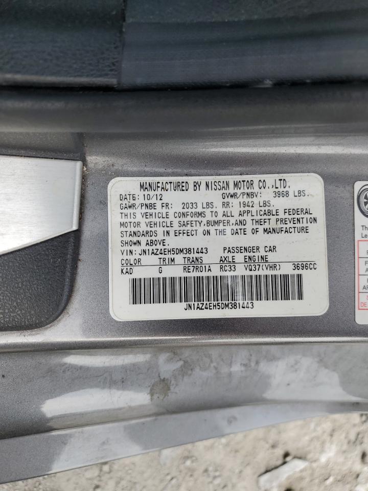 2013 Nissan 370Z Base VIN: JN1AZ4EH5DM381443 Lot: 89254665