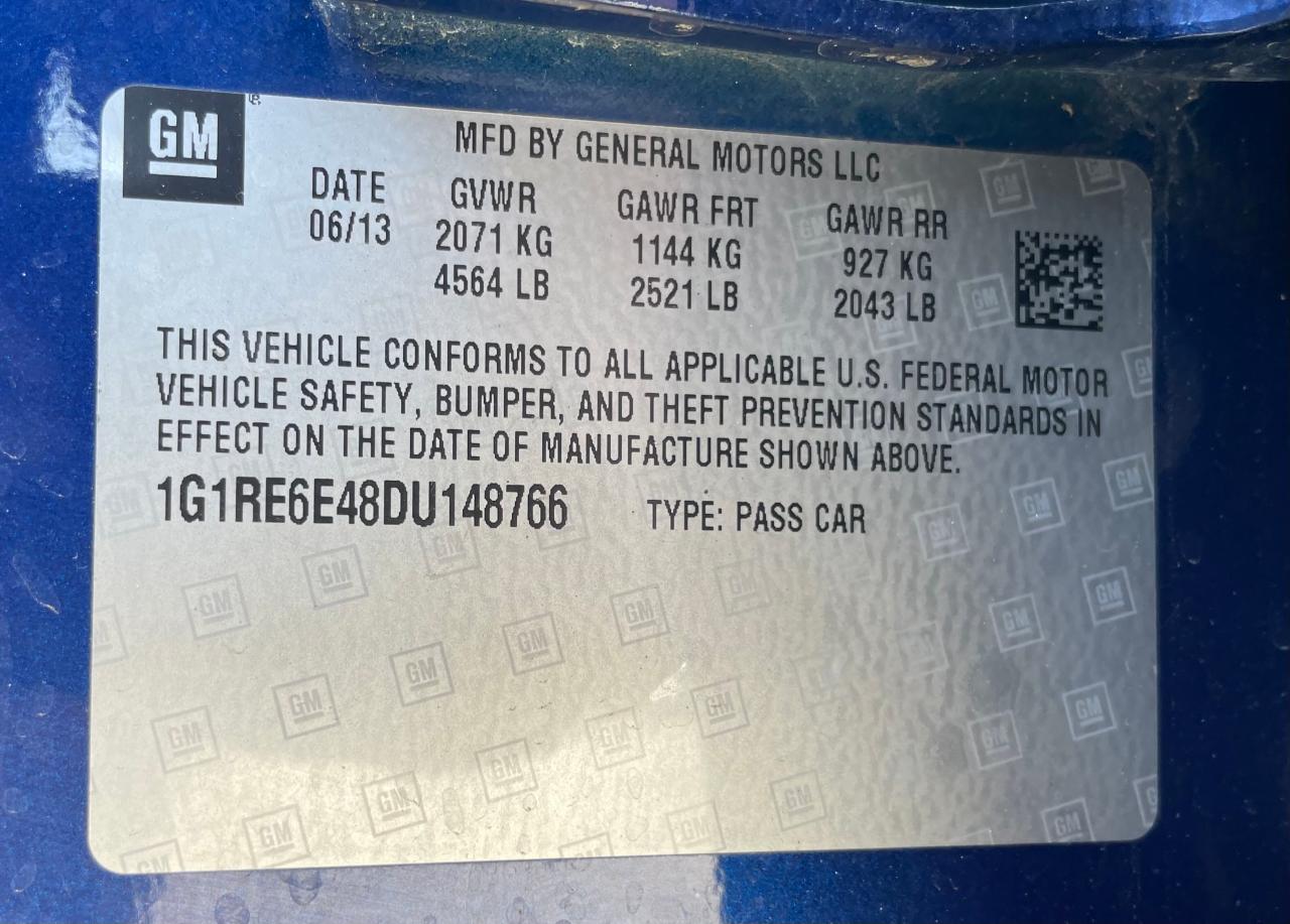 2013 Chevrolet Volt VIN: 1G1RE6E48DU148766 Lot: 88367435