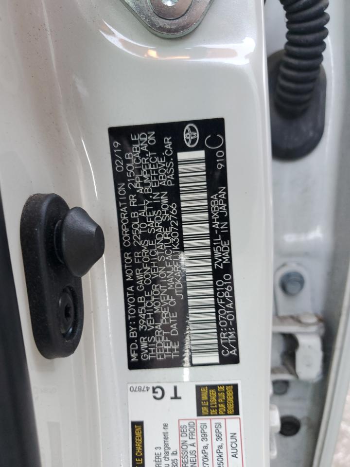 VIN JTDKARFU1K3072766 2019 TOYOTA PRIUS no.13