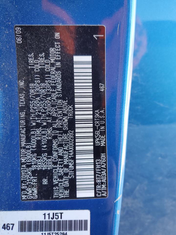 2010 Toyota Tundra Double Cab Sr5 VIN: 5TFUM5F14AX002992 Lot: 84486694