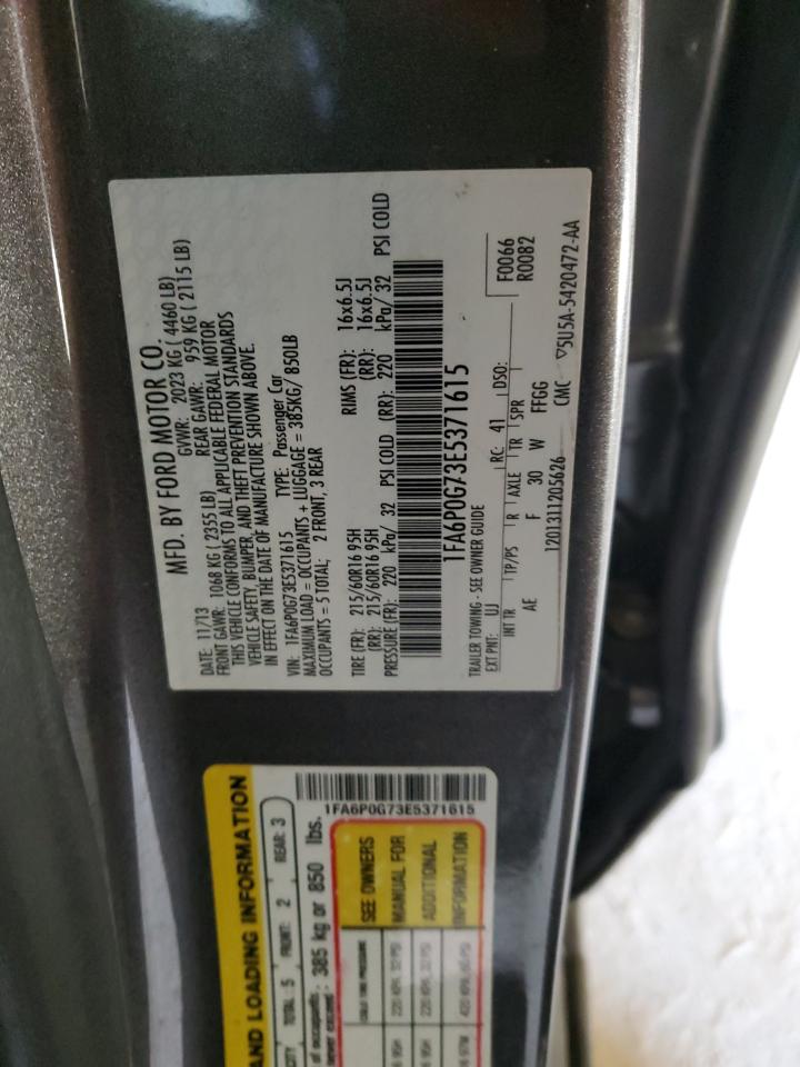 2014 Ford Fusion S VIN: 1FA6P0G73E5371615 Lot: 89497735