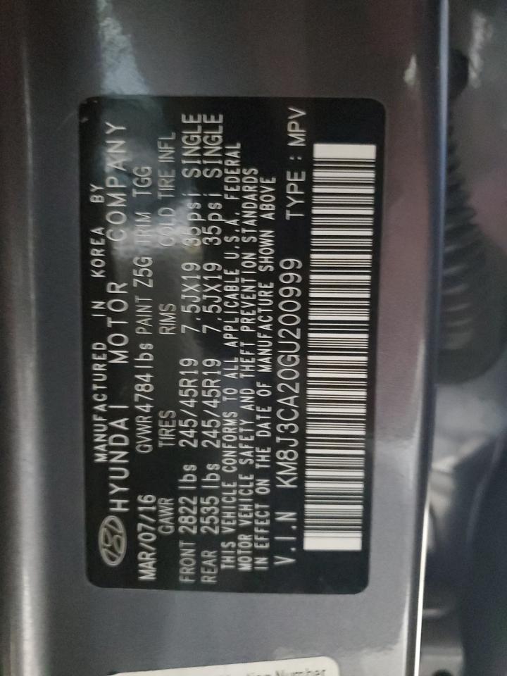 2016 Hyundai Tucson Limited VIN: KM8J3CA20GU200999 Lot: 41817075