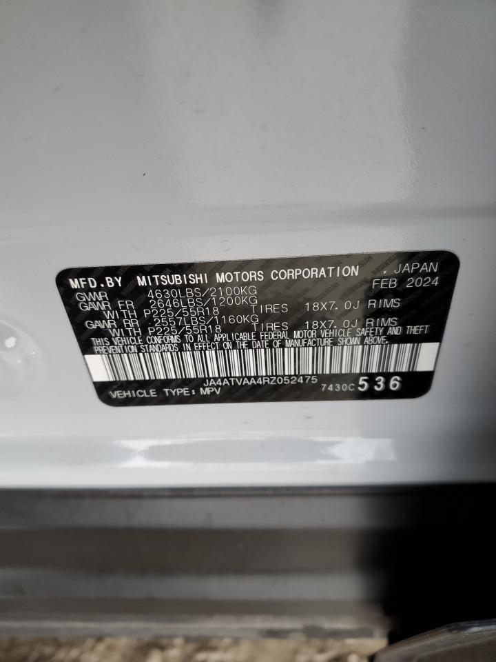 2024 Mitsubishi Eclipse Cross Le VIN: JA4ATVAA4RZ052475 Lot: 86651484