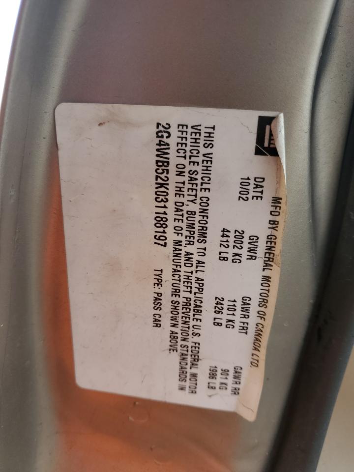 2003 Buick Regal Ls VIN: 2G4WB52K031188197 Lot: 43478555