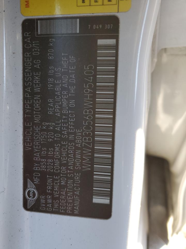 2011 Mini Cooper Countryman VIN: WMWZB3C56BWH95405 Lot: 42333965