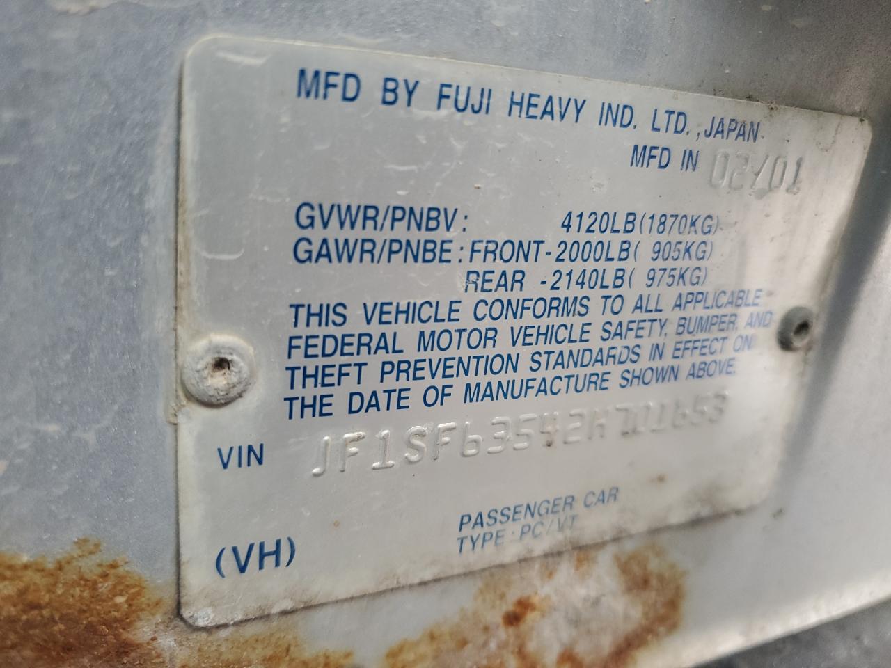 2002 Subaru Forester L VIN: JF1SF63542H701653 Lot: 88325955