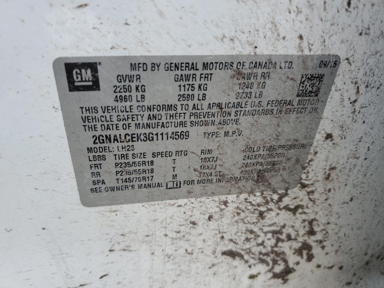 2GNALCEK3G1114569 2016 CHEVROLET EQUINOX - Image 13