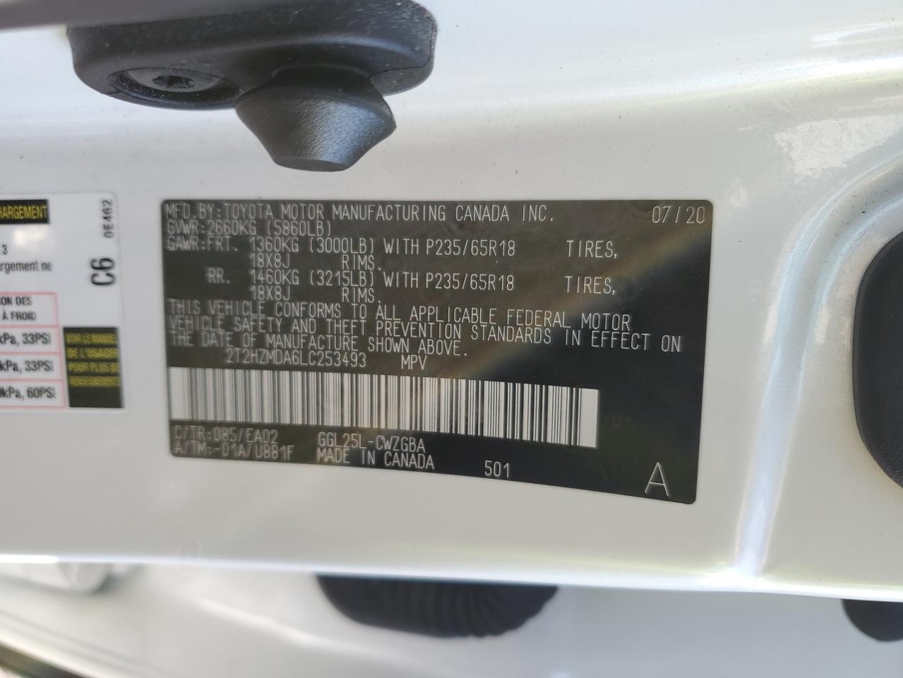 VIN 2T2HZMDA6LC253493 2020 LEXUS RX350 no.13