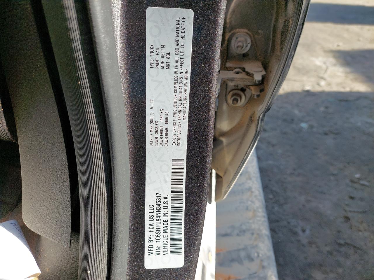 1C6SRFU94NN345317 - 2022 Dodge RAM - #42080795