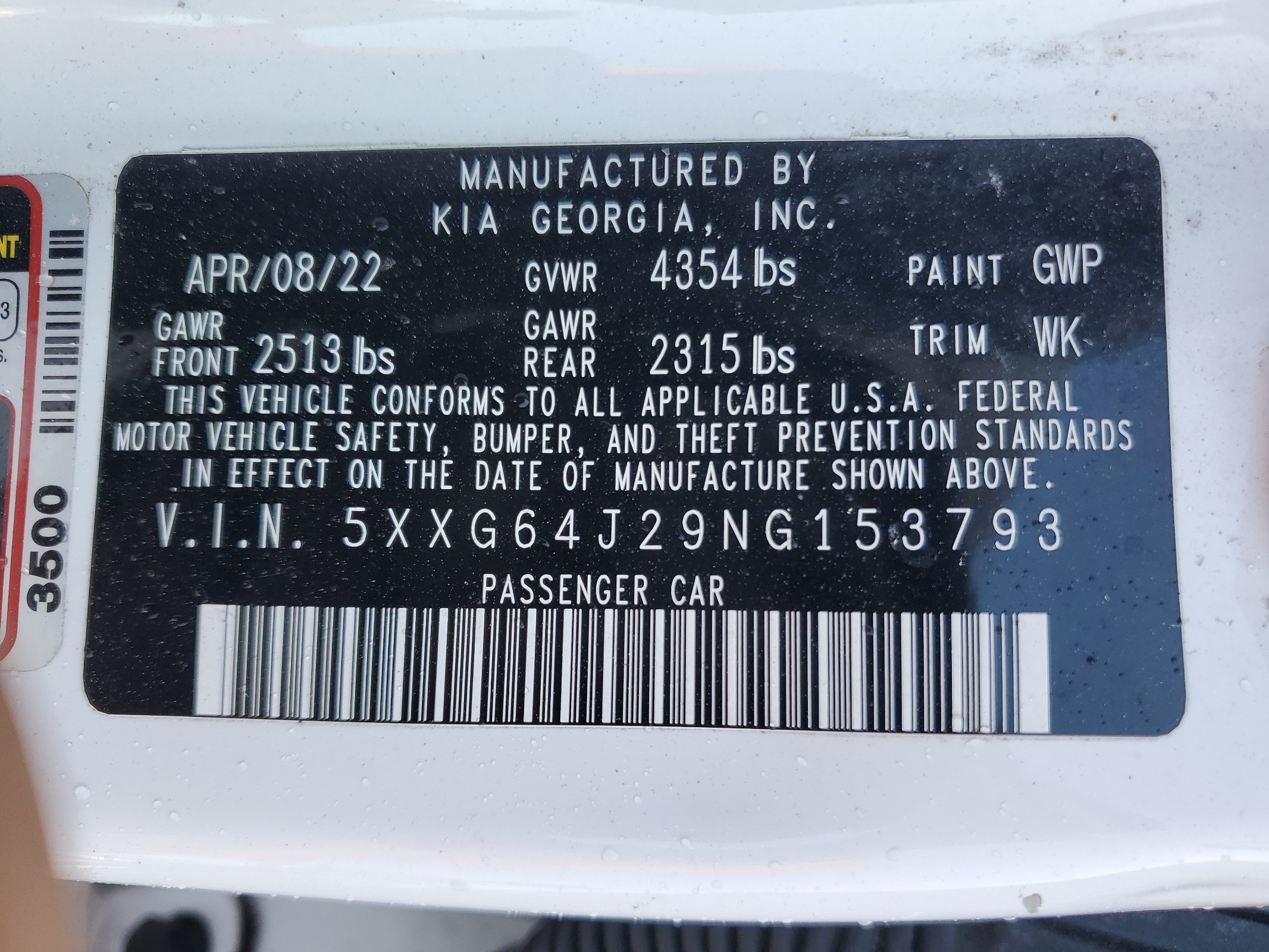 5XXG64J29NG153793 2022 Kia K5 Gt Line