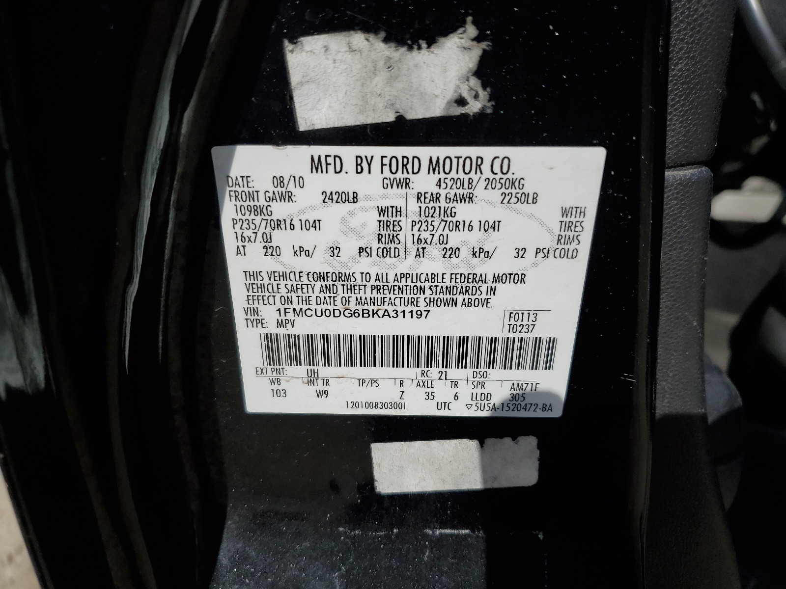 1FMCU0DG6BKA31197 2011 Ford Escape Xlt