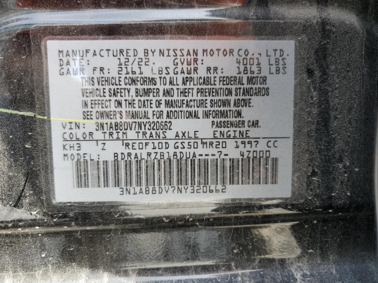 3N1AB8DV7NY320662 2022 Nissan Sentra Sr