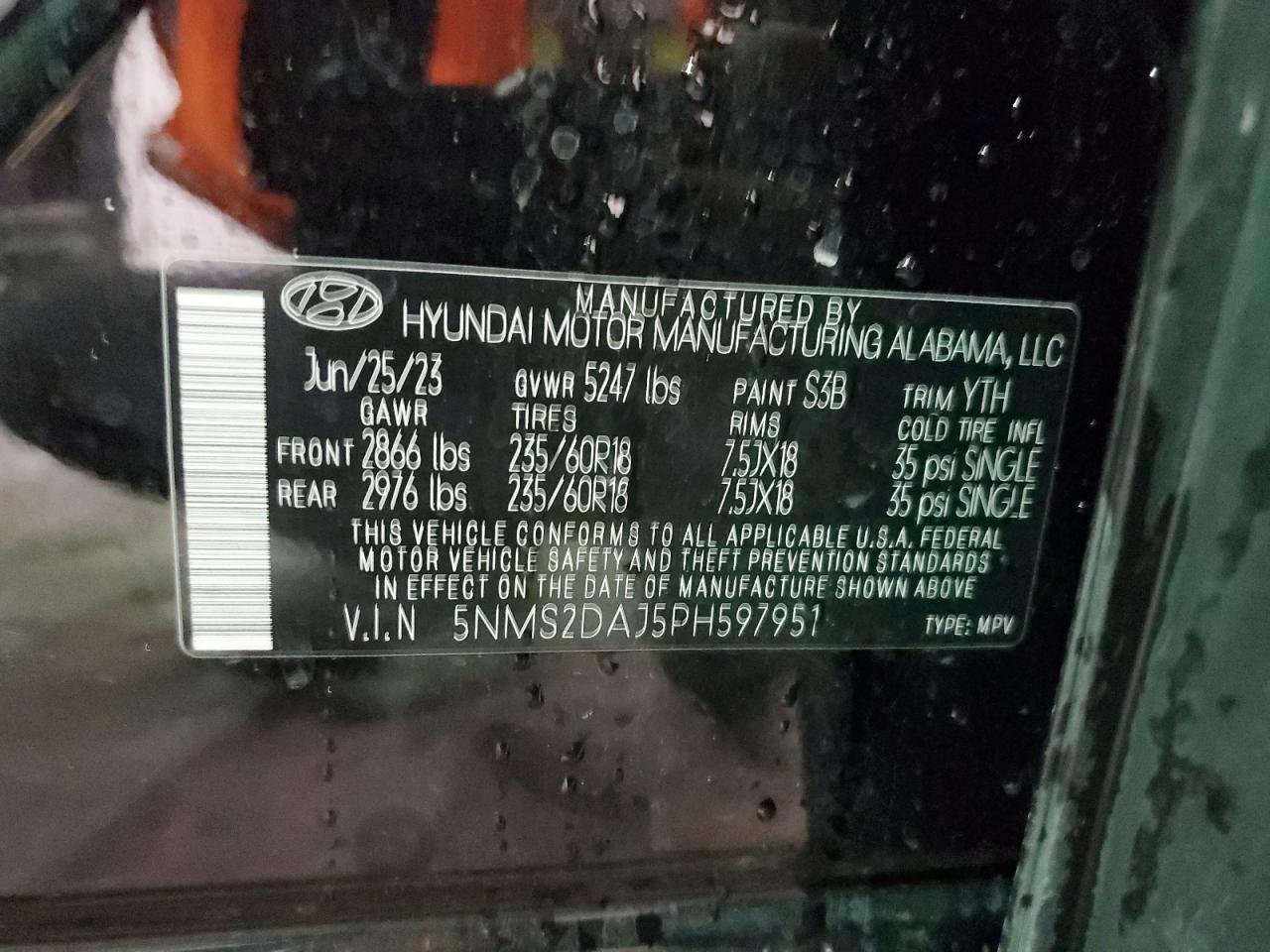 5NMS2DAJ5PH597951 2023 Hyundai Santa Fe Sel